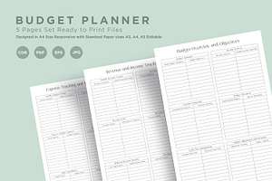 Budget Planner Pages Set V-10, a Stationery Template by shahsoft