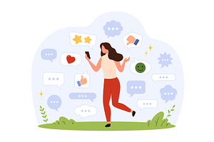 Surrounded Social Media design, a Technology Illustration by Flashvector