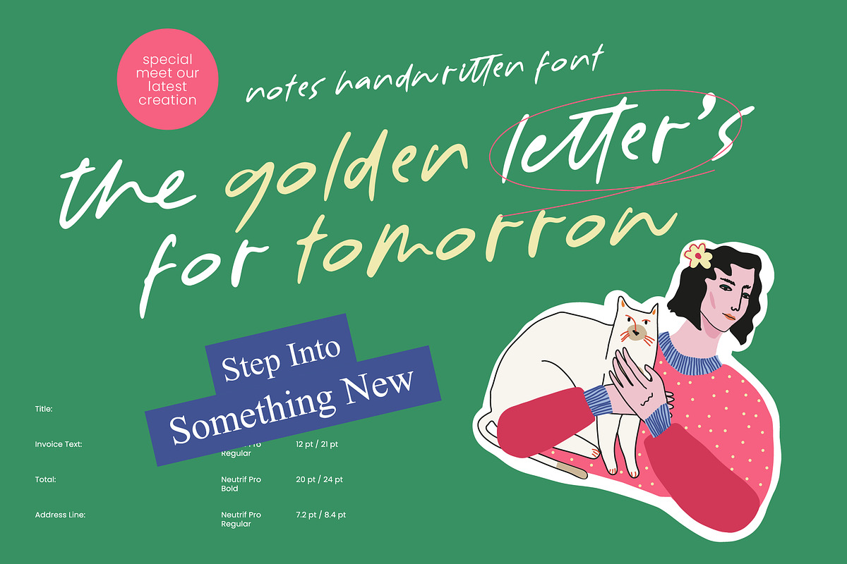 Golden Tomorrow Notes Handwritten, a Script Font by Letterena Studios Script (Photo 1 of 10)