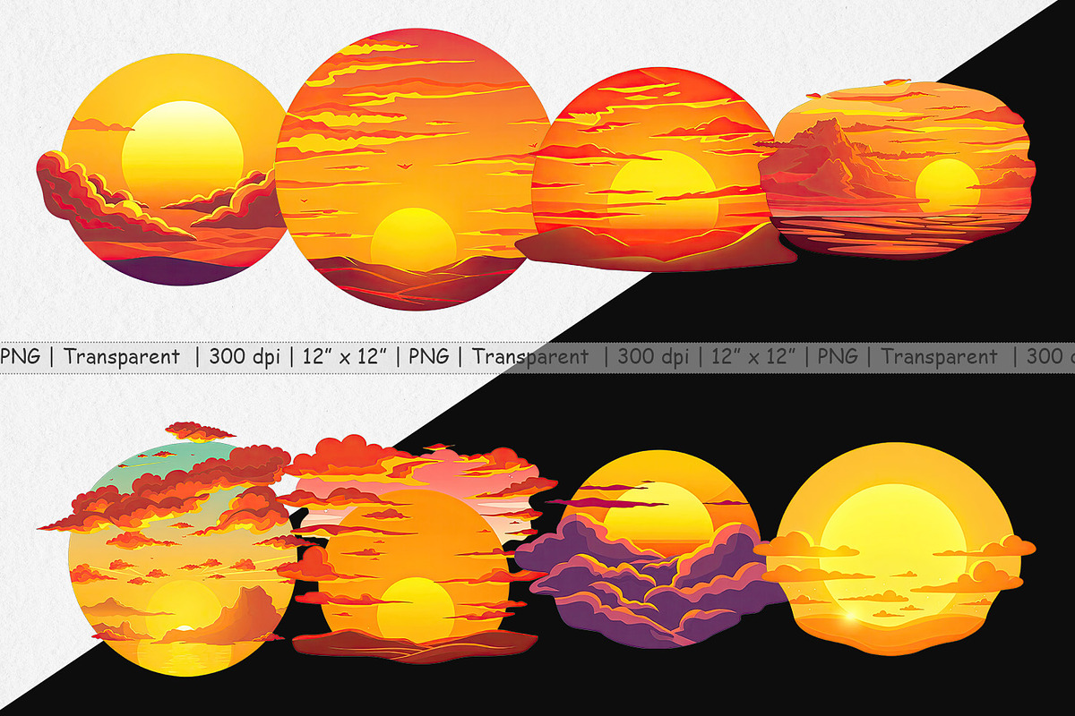 Sunset Clipart, a Graphic by Artnoy (Photo 2 of 5)