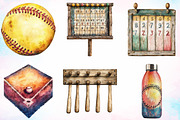 Vintage Softball Clipart Bundle, an Illustration by Canvas Craft (Thumbnail 2 of 4)