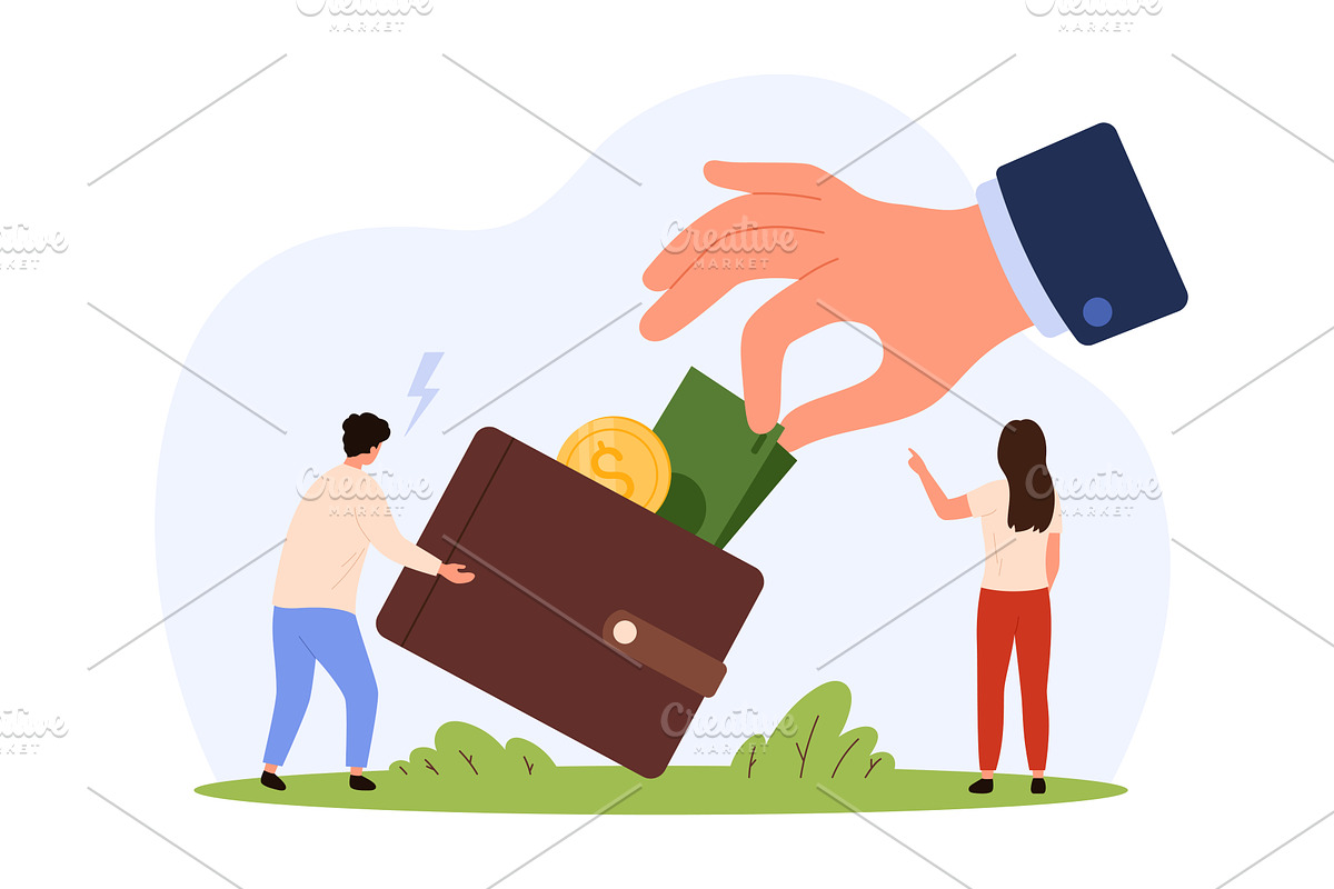 Giant Hand Taking Money Wallet, an Object Illustration by Flashvector