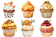 Watercolor Autumn Cupcake Clipart, an Illustration by Craft Nest (Thumbnail 4 of 6)