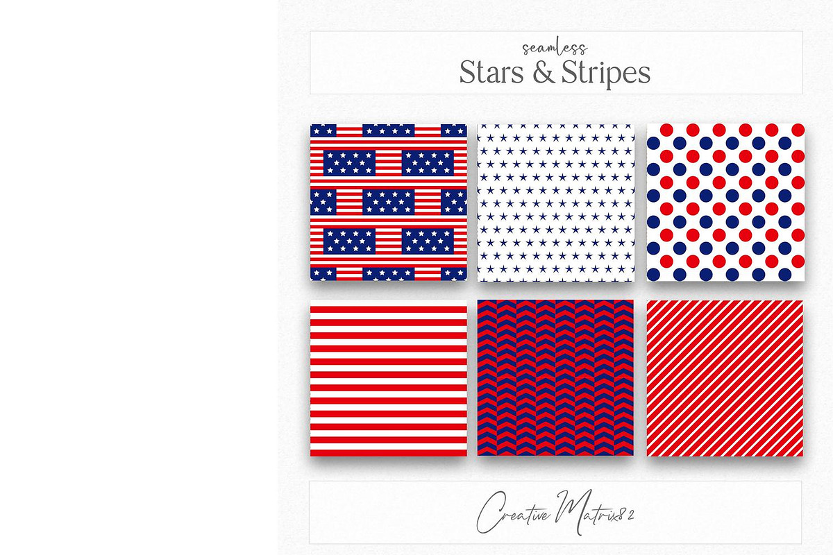 Stars Stripes Seamless Patterns, a Pattern Graphic by Creative Matrix82 (Photo 5 of 6)
