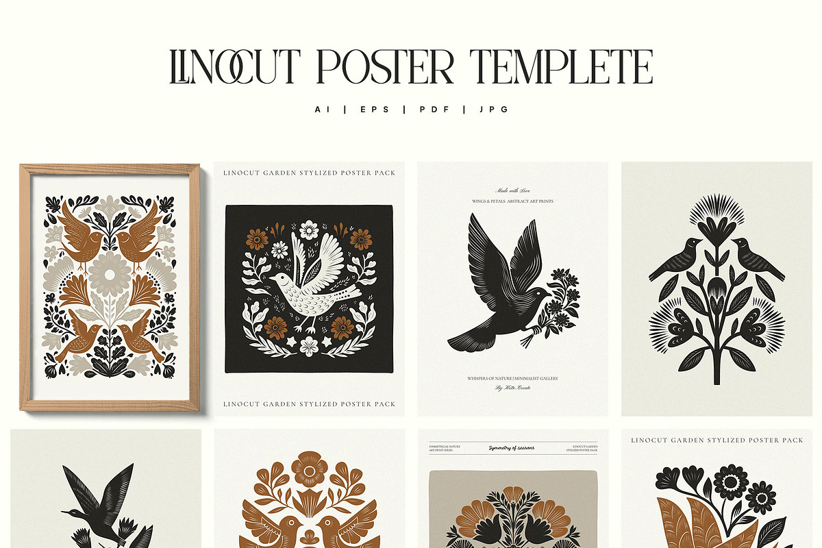 Linocut Garden | Poster Builder, an Object Graphic by KetteCreate (Photo 12 of 20)