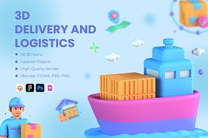 3D Delivery And Logistics Icons