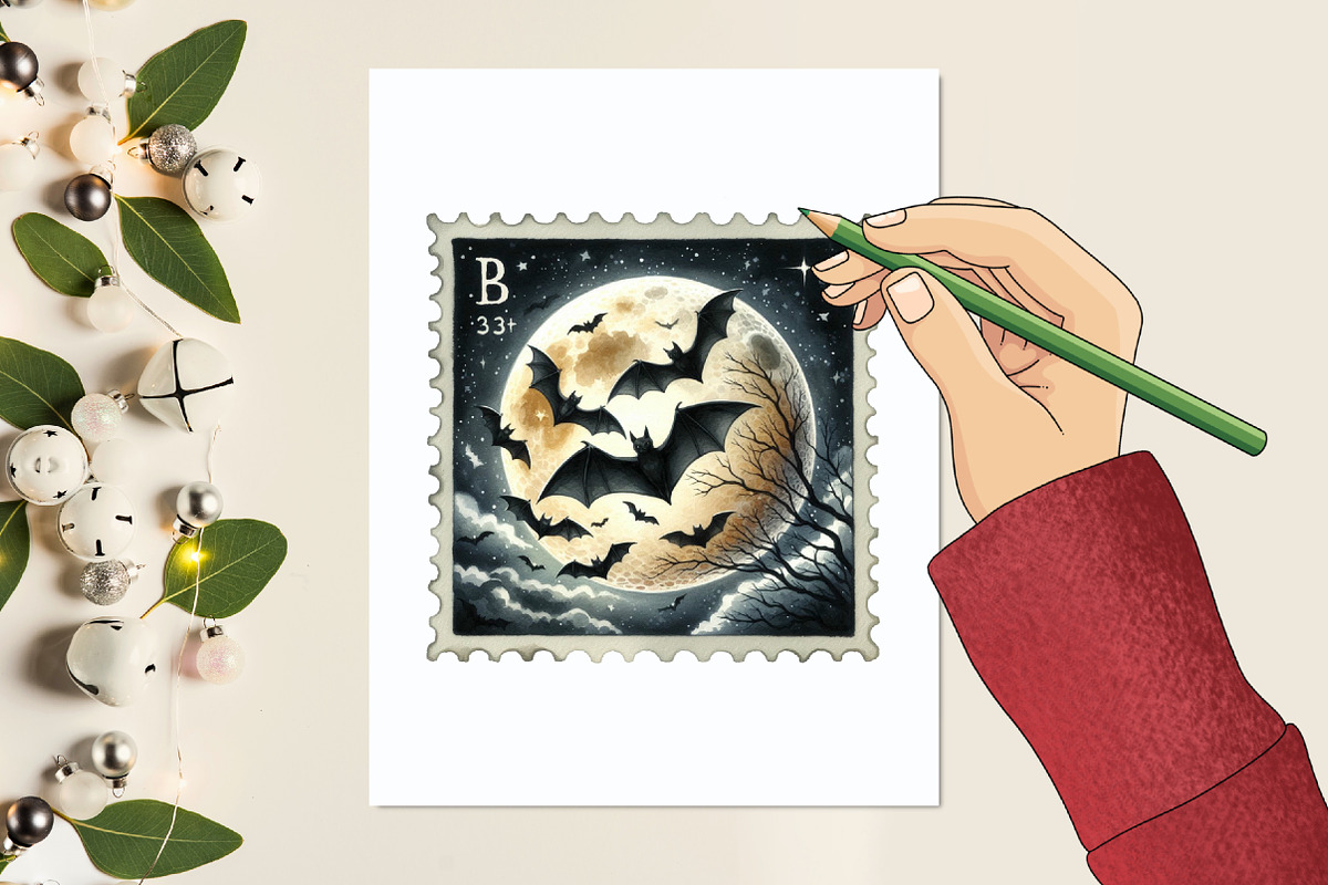 Halloween Postage Stamp Sublimation, a Graphic by designcity5 (Photo 4 of 5)