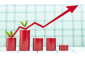 Red financial growth arrow and bar, a Finance Illustration by Lermont51