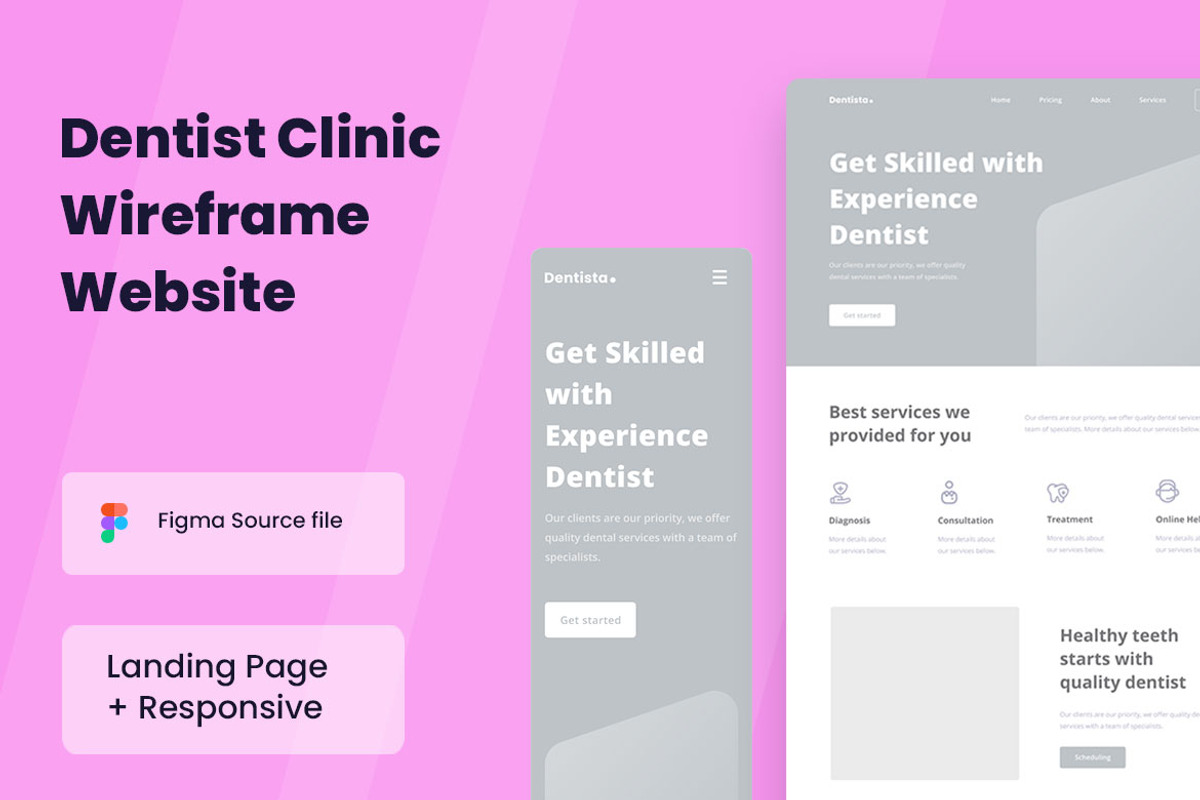 Dentist Clinic Wireframe Website, a Wireframe Template by INSPR STD (Photo 1 of 6)