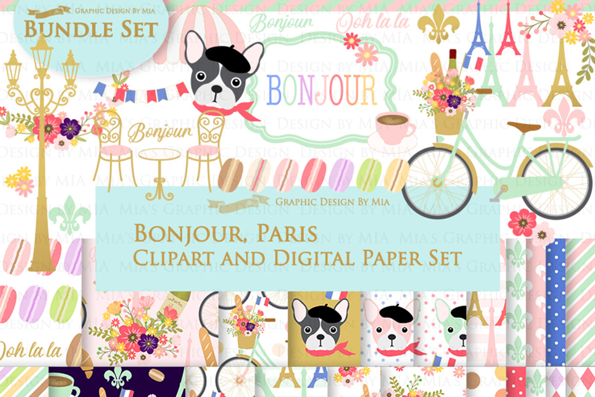 Parisian,Bonjour Paris,Eiffel Tower, an Illustration by Mia's Graphic Design (Photo 1 of 9)