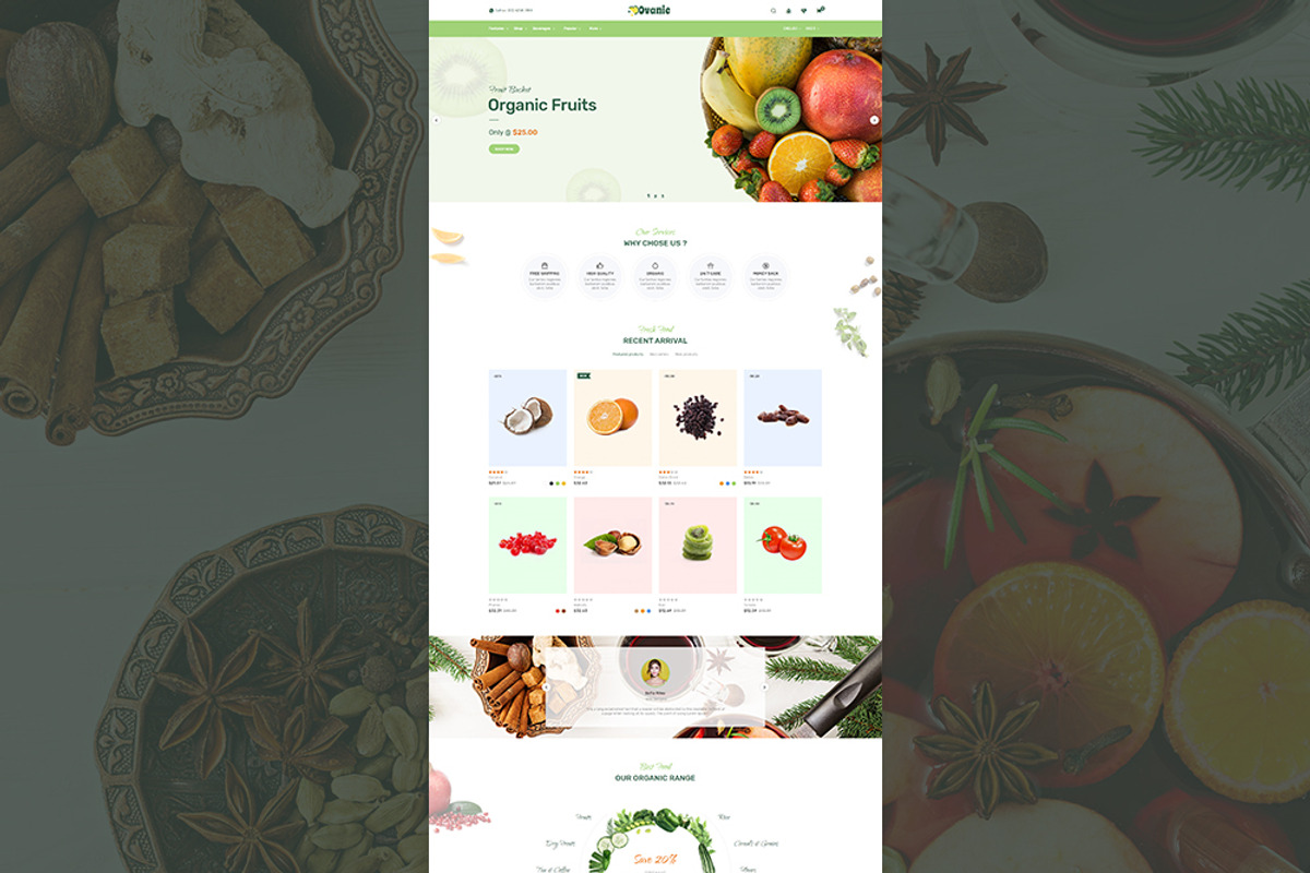 Ovanic - Organic & Food PrestaShop, a Bootstrap Template by Pichforest Studio (Photo 2 of 14)