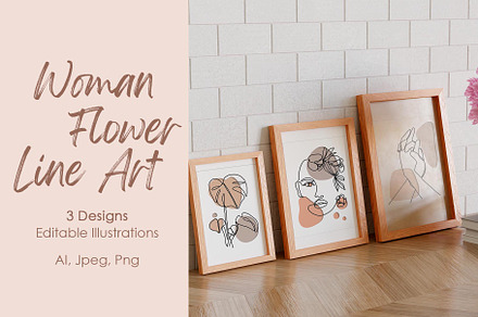 Woman Flower Line Art Illustration