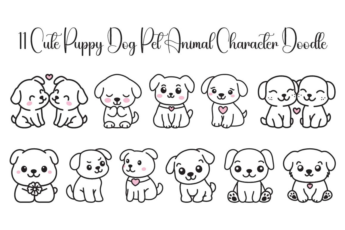 11 Cute Puppy Dog Character Doodle, an Animal Illustration by jongcreative (Photo 1 of 6)