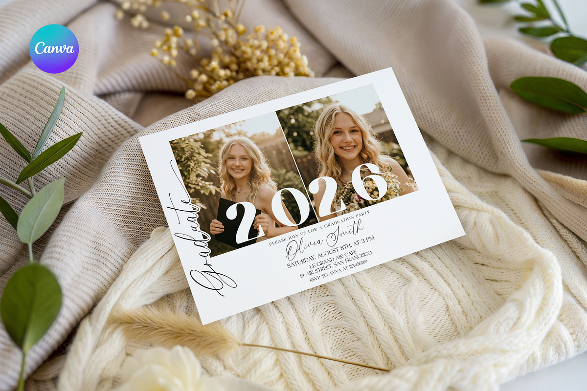 Grad Party 2026: Minimalist, an Invitation Template by MockupWizard (Photo 1 of 3)