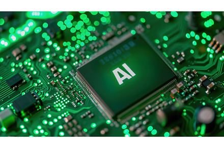 microchip with text AI, set against, a Technology Photo by Lermont51