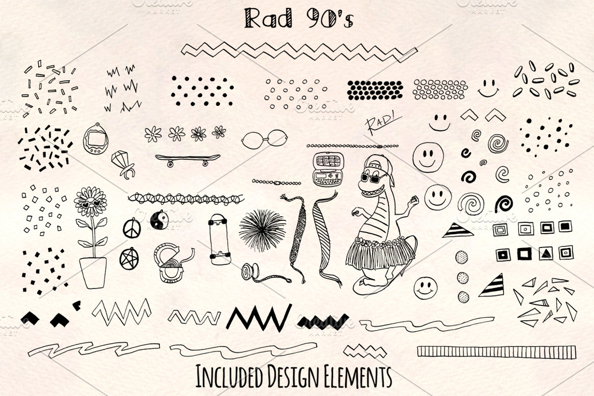 Rad 90s Vector Sketch Bundle, a Technology Illustration by Violet LeBeaux (Photo 1 of 5)