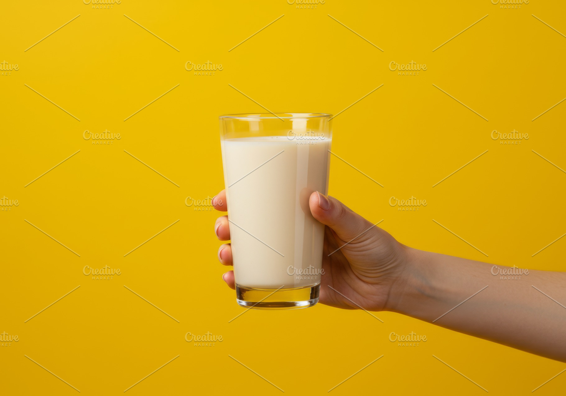 Hand holding a glass of milkshake ag, a Food & Drink Photo by professorinc