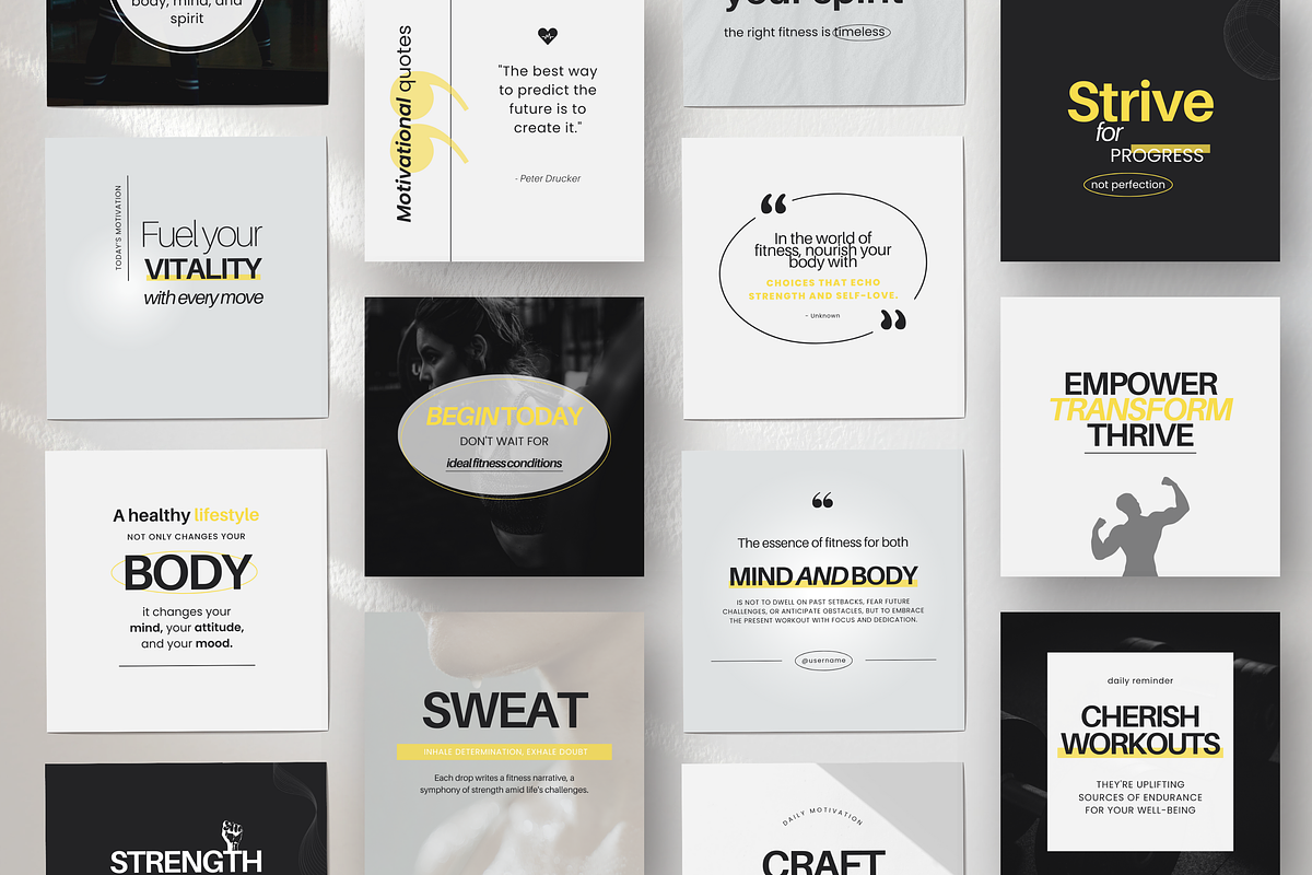 Fitness Quote Instagram Templates, a Social Media Template by DigiPax (Photo 6 of 11)