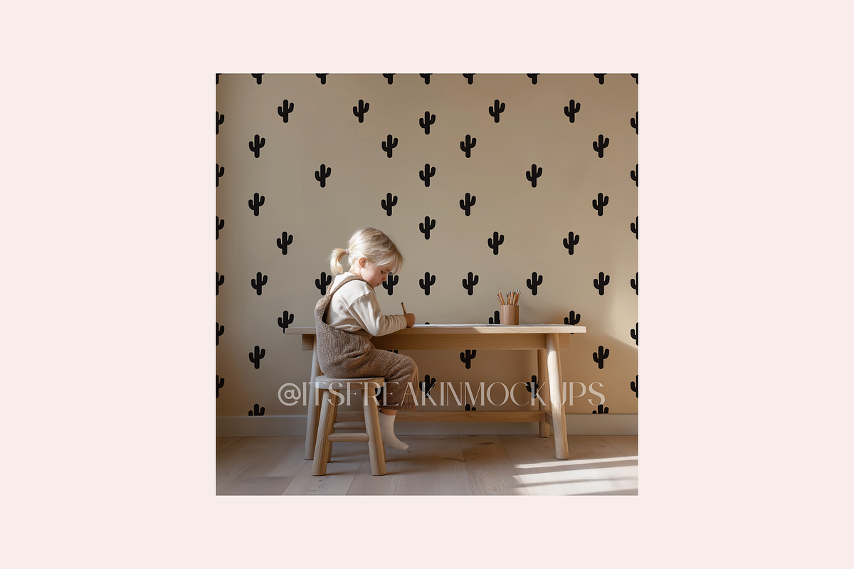 PSD Playroom Wallpaper Mockup, a Household Mockup by ItsFreakinMockups (Photo 2 of 4)