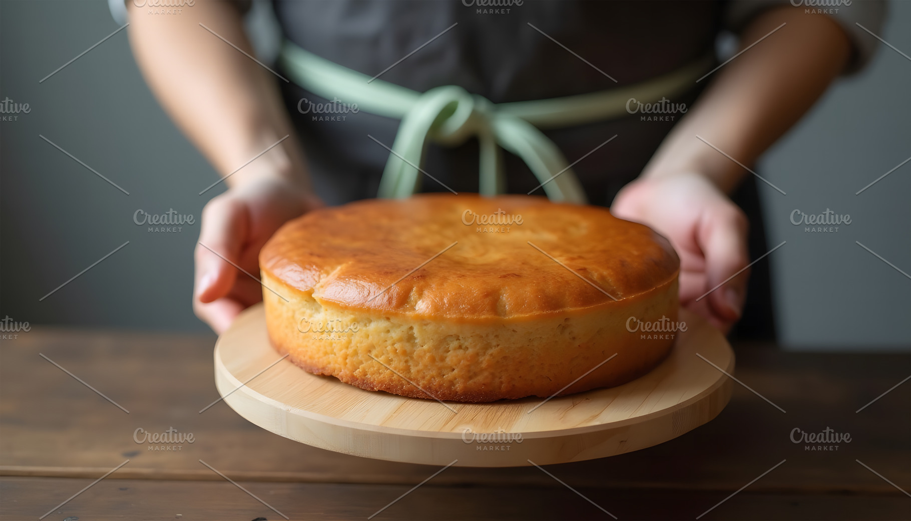 Baker Holding Freshly Baked Cake on, a Food & Drink Photo by Stock Shape