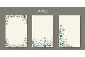 Watercolor wildflower postcards set, an Object Illustration by art PVP - market