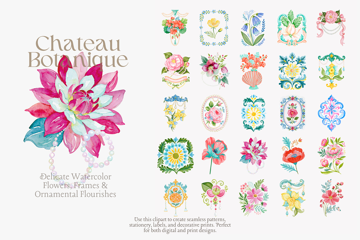 Chateau Botanique Clipart Set, a Decorative Illustration by Patishop Art (Photo 4 of 14)