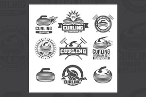 Set of vintage curling labels