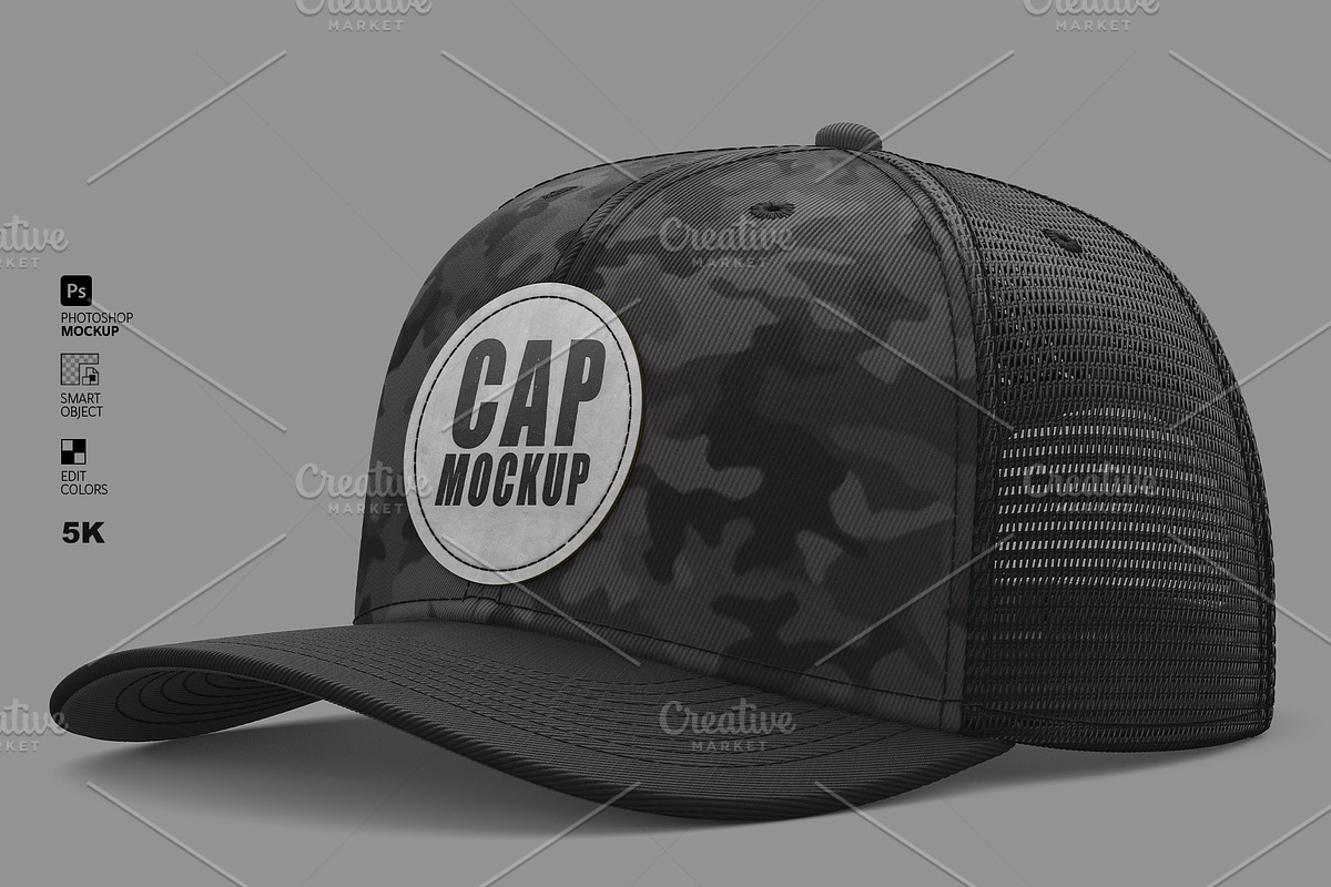 Fully Editable Trucker Hat Mockup PS, a Hat Mockup by LESZ Design (Photo 6 of 8)