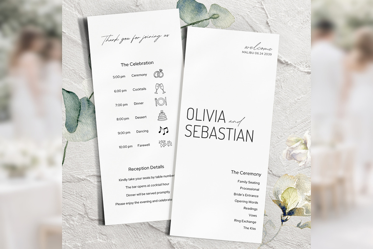 Elegant Wedding Program Canva bd008, a Card Template by TyphoonStudio (Photo 1 of 10)