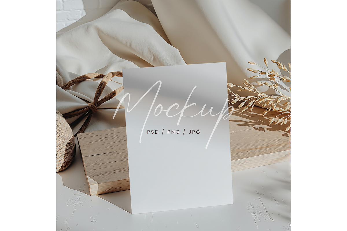 Minimalist Card Mockup Wood, a Product Mockup by TatiMockup (Photo 1 of 3)