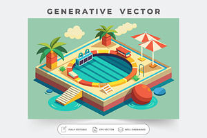 A vibrant swimming pool area feature, a Graphic by SouravDesign