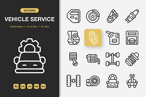 Vehicle Service Icons, an Icon by Spacepixel Creative