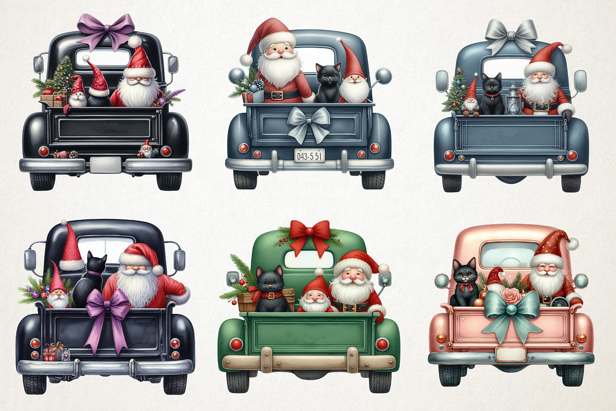 Christmas Gnome And Truck Clipart, an Illustration by RobertsArt (Photo 4 of 7)