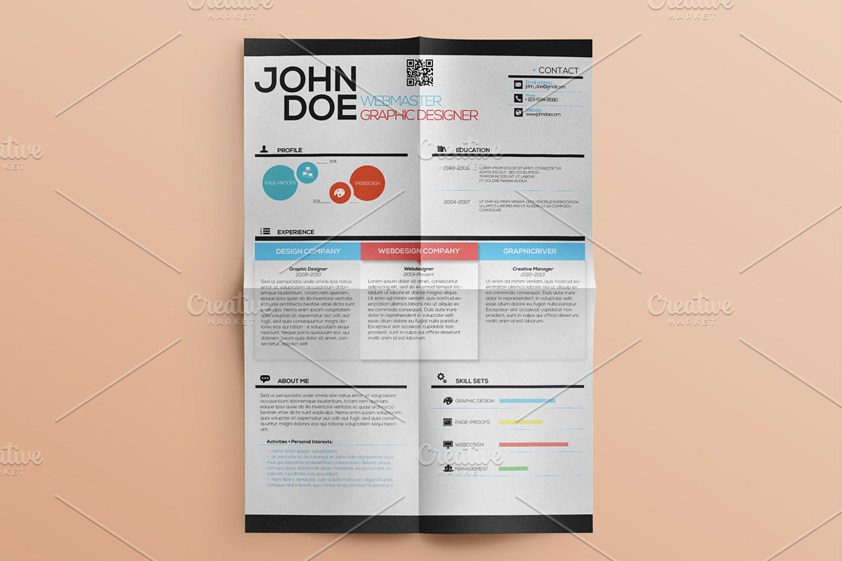 Simple Creative Resume, a Stationery Template by CREATIVE DUDE (Photo 1 of 6)