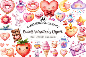 Kawaii Valentine's CLIPART, an Illustration by designcity5