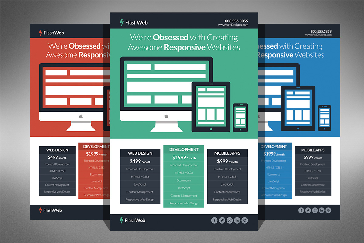Flat Web Design Flyer, a Flyer Template by Creativenauts (Photo 1 of 4)