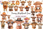 Funny Highland Cow Clipart Bundle, an Illustration by DreamArtGraphic (Thumbnail 1 of 4)