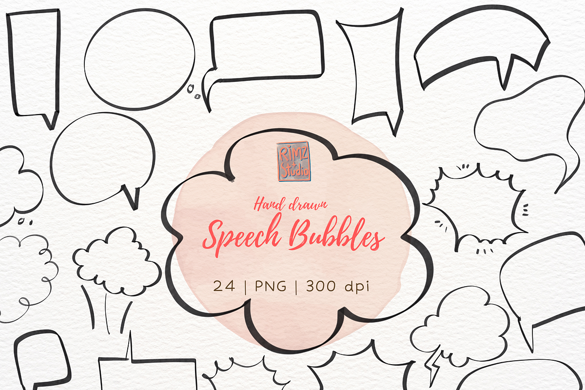 Hand drawn speech bubbles, an Illustration by RimzStudio (Photo 1 of 8)
