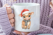 Funny Christmas Highland Cow PNG, an Illustration by CraftArtStudio (Thumbnail 2 of 4)