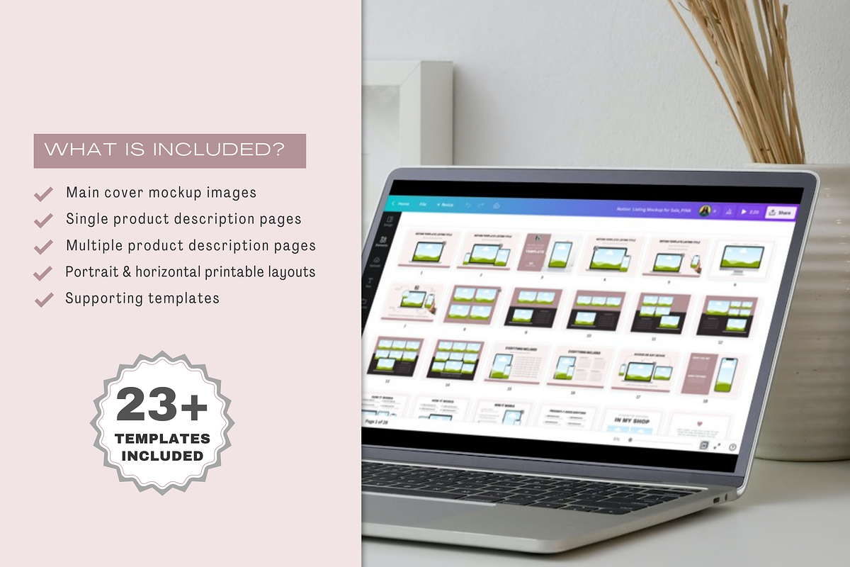 Digital Product Mockup -Notion Canva, a Merchandise Mockup by Designs by Darowan (Photo 2 of 10)