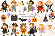 Halloween Party Nursery Kids Clipart, a Seasonal Illustration by SugarCloudStudioArt (Thumbnail 1 of 5)