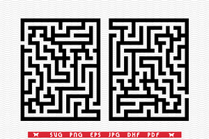 Two Rectangular Mazes SVG,Silhouette
