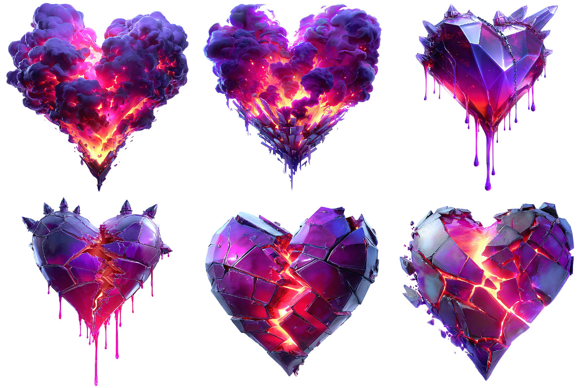 Gothic Valentine Hearts Clipart, an Illustration by Craft Nest (Photo 8 of 9)