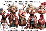 Whimsical Christmas Grandma Clipart, an Illustration by OK Design (Thumbnail 1 of 6)