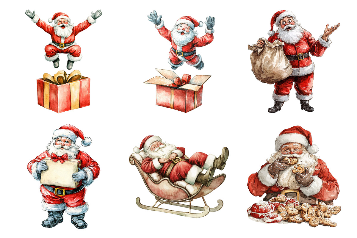 Funny Christmas Santa Clipart Bundle, an Illustration by Daily.Designs (Photo 5 of 5)