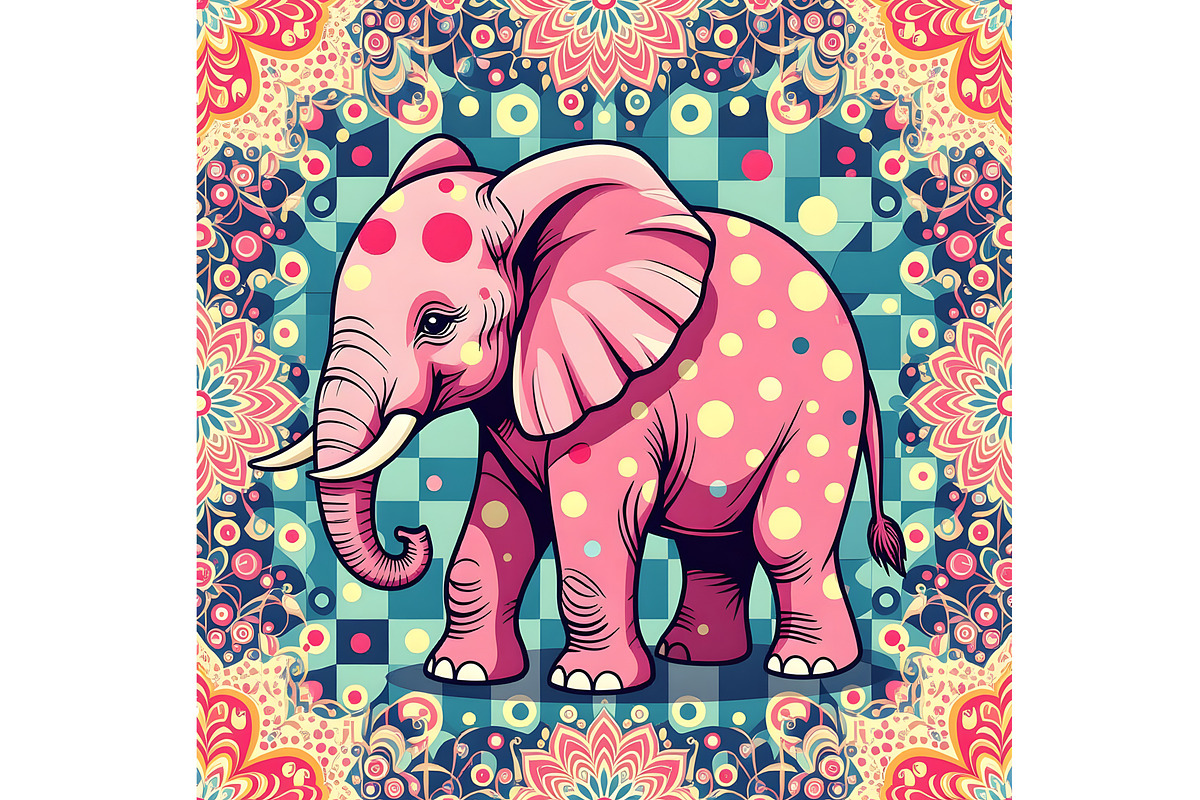 Vintage Pop Art Pink Elephant, an Animal Illustration by Sharon Schwalbe (Photo 1 of 3)