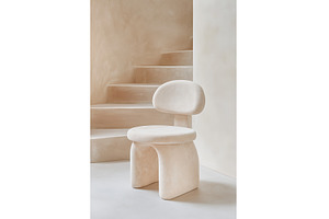 Minimalist beige chair in modern, an Architecture Photo by Lermont51