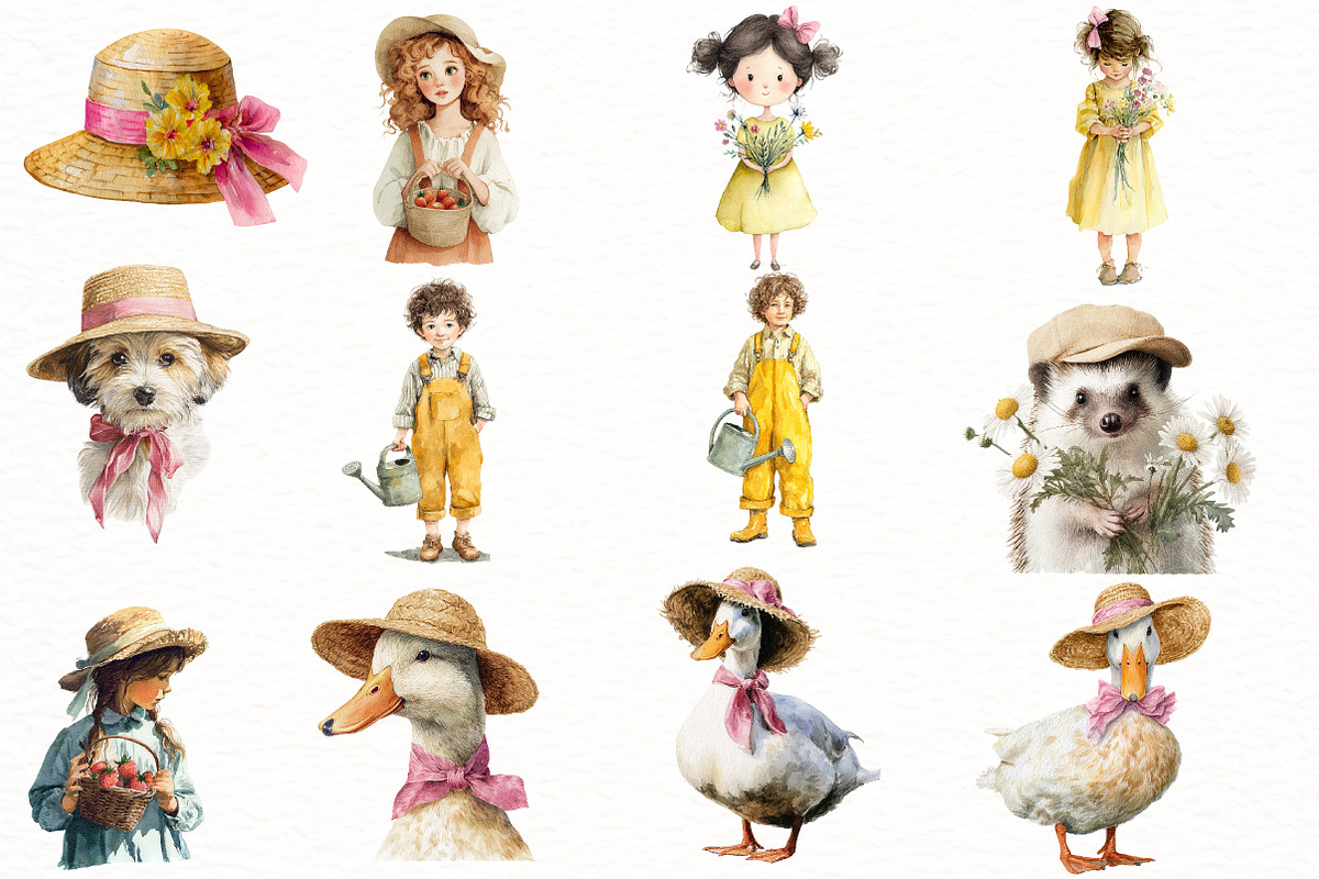 Summer Kids and Animals Clipart, an Illustration by Designworld (Photo 3 of 5)