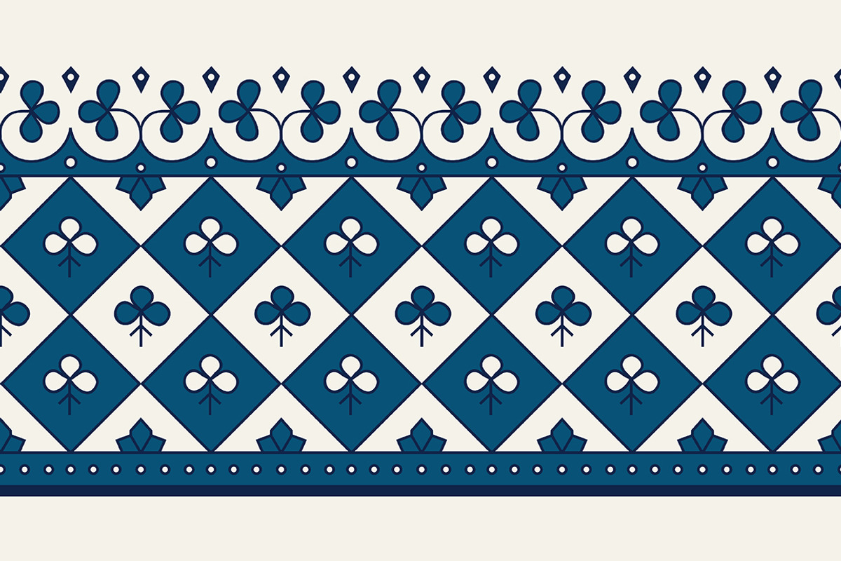 Blue Indian Block Print: Border Vol2, a Pattern Graphic by StabuLaRasa illustration (Photo 2 of 13)