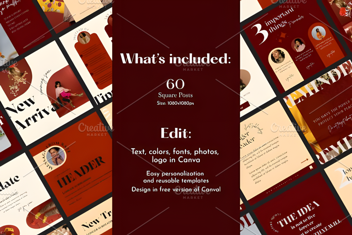 Energetic Instagram Post Templates, a Social Media Template by Coco Bloom (Photo 2 of 5)